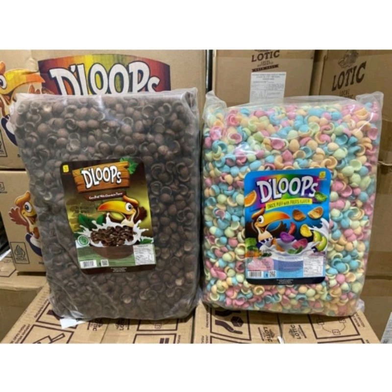 

(1KG) DLOOPS SEREAL RASA COKLAT / FRUIT MIX DLOOPS CORNPUFF +BUBBLEWRAP