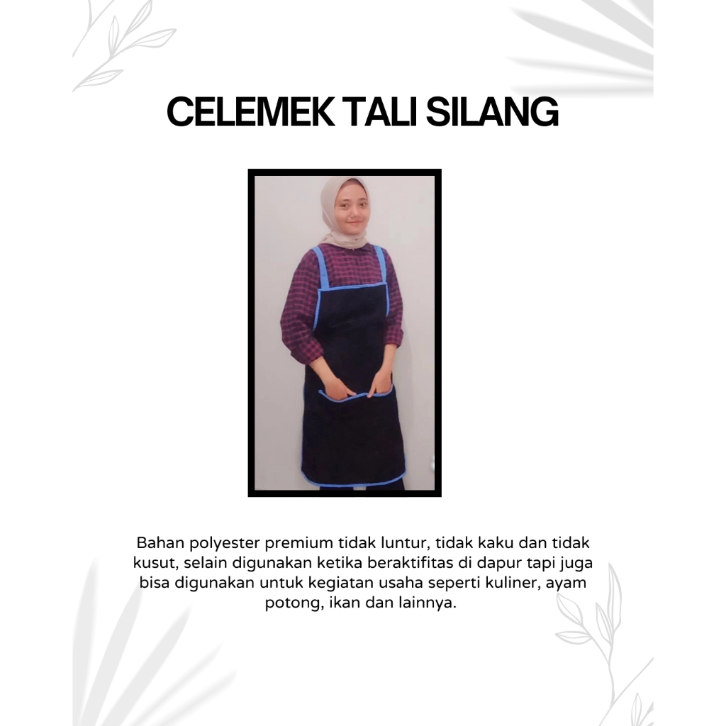 Celemek Tali Silang Polyester Premium Tebal Tidak Luntur | Apron Kain Tebal