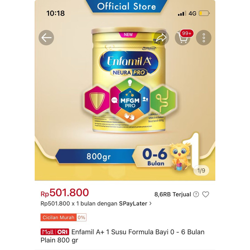 enfamil A+ susu formula bayi 0 - 6 bulan