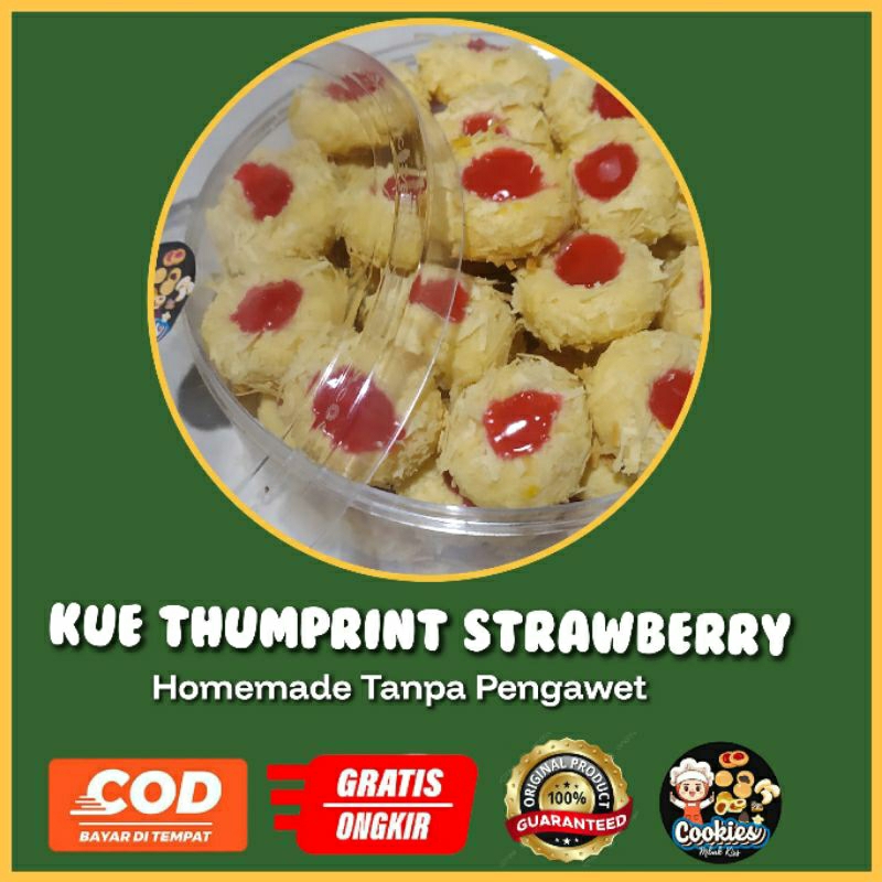 

(COD) Kue Kering Thumprint strawberry/ Kue Lebaran Thumprint Homemade Isi 250g & 500g