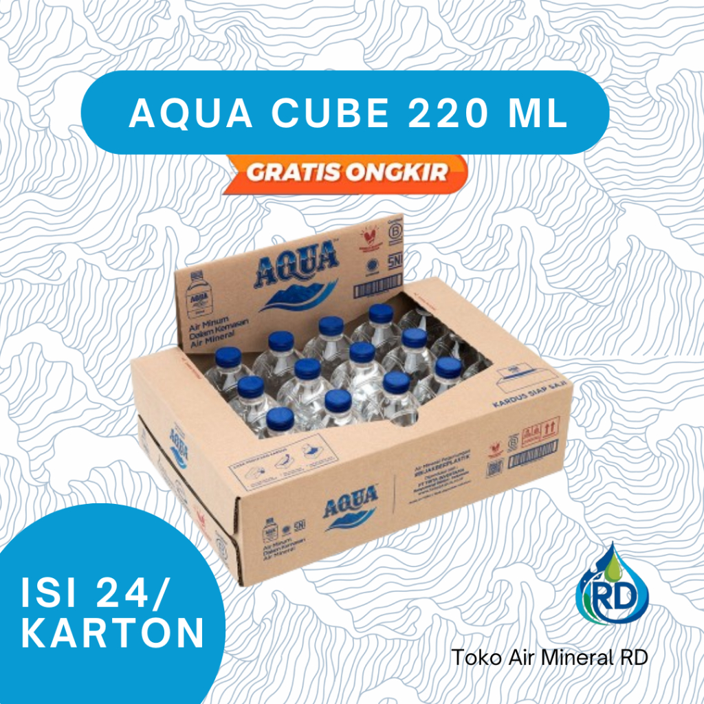 

RD - AQUA CUBE Botol 220 ML 1 Dus - Isi 24 x 220 ML - Air Minum Mineral Botol