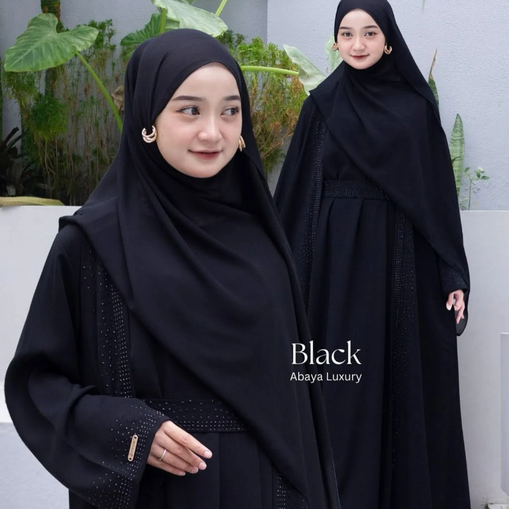 Abaya Hitam Islamic Mewah Premium Sallma Abaya Bahan Ceruty Babydoll Baju Lebaran 2025 Wanita Remaja