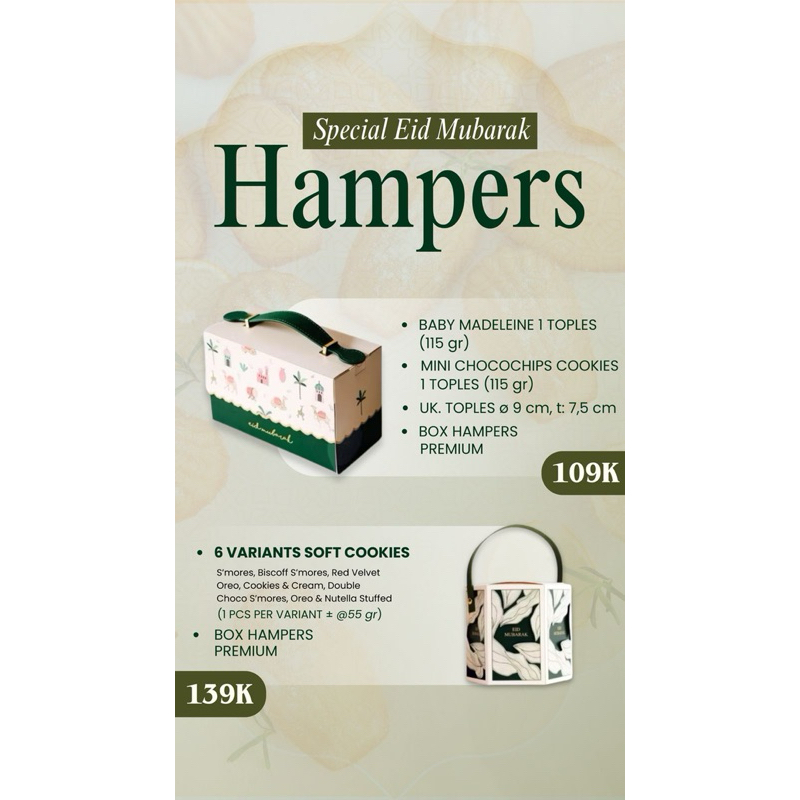 

HAMPERS RAMADHAN EID MUBARAK | MADELEINE, SOFT COOKIES, MINI COOKIES