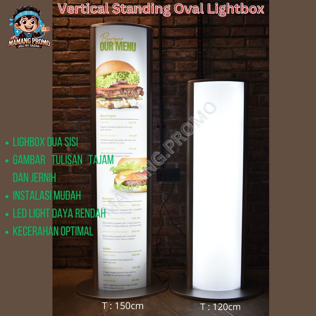 

MamangPromo Vertical Standing Oval Lightbox Poster Menu Display uk 30x150