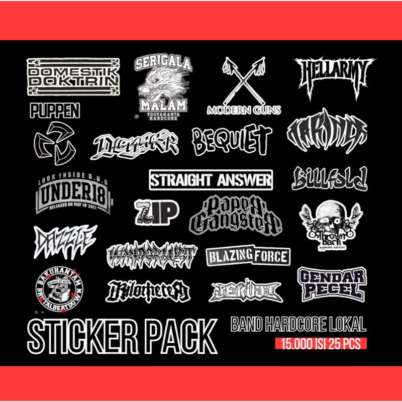 

[25 pcs] Sticker Pack Logo Band Hardcore Lokal