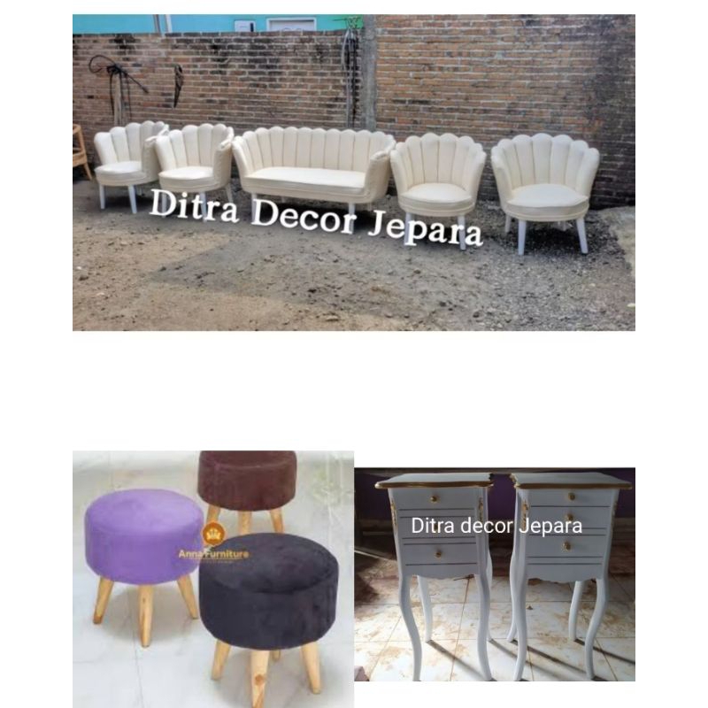 kursi kerang lesti 1 set + 2pcs kursi bundar + 2pcs kotak ampau + di palet