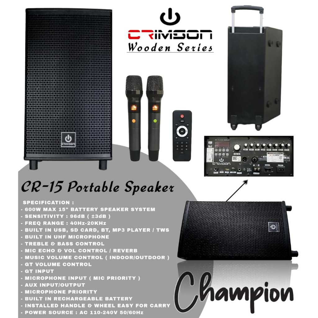 Speaker Meeting Portable Crimson 15 Inch CR Champion 15 Original