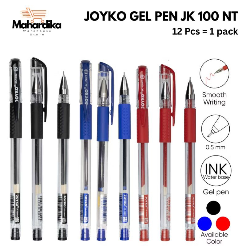 Pulpen Gel Joyko JK-100 NT. (1 pak isi 12 pcs) - Hitam, JK-100 NT