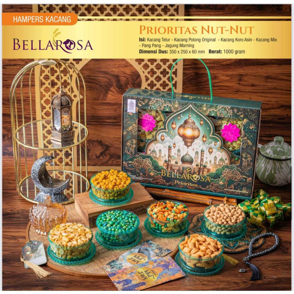 

BELLAROSA PAKET PRIORITAS NUT-NUT (KACANG - KACANGAN) / KUE LEBARAN / PAKET KUE LEBARAN / HAMPERS IDULFITRI