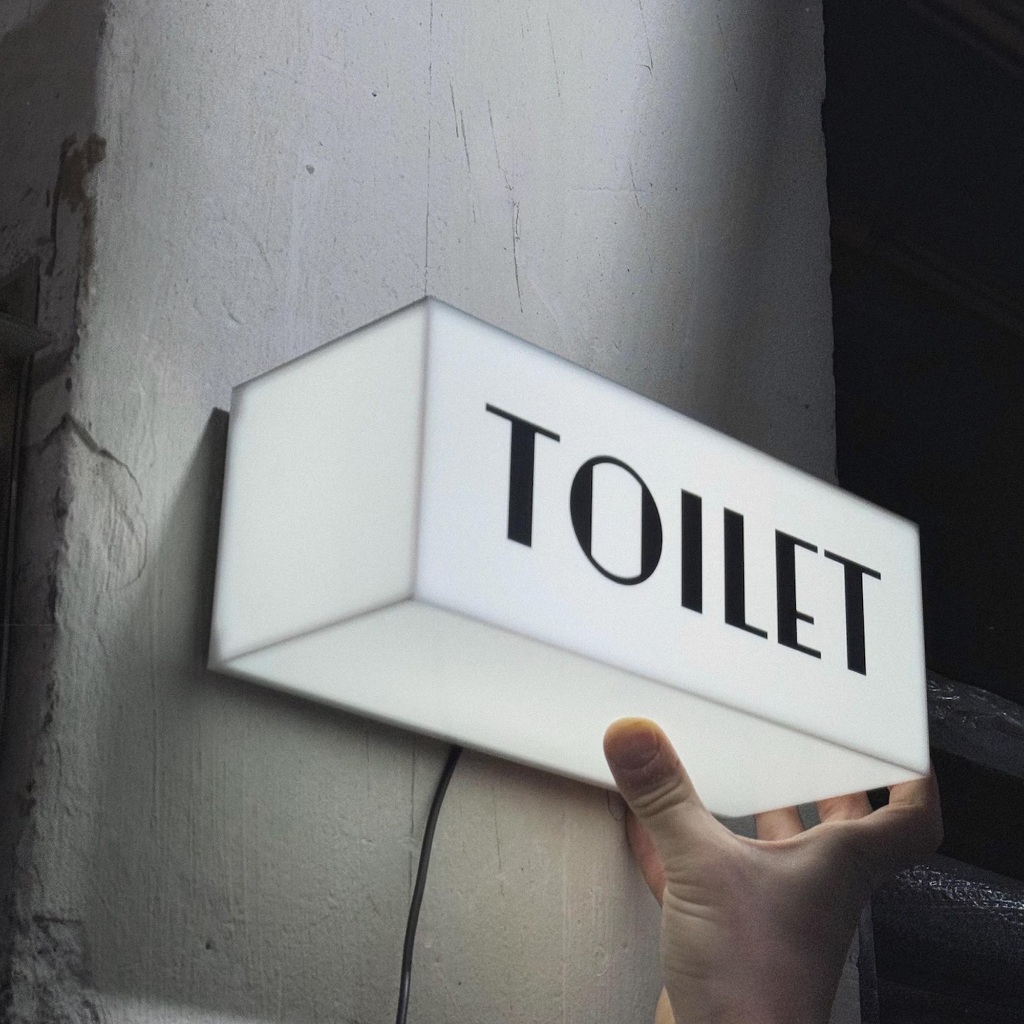 Toilet LED Lampu | Neon Box Signage Akrilik LED | Neon box bulat custom murah cepat | Papan nama usa