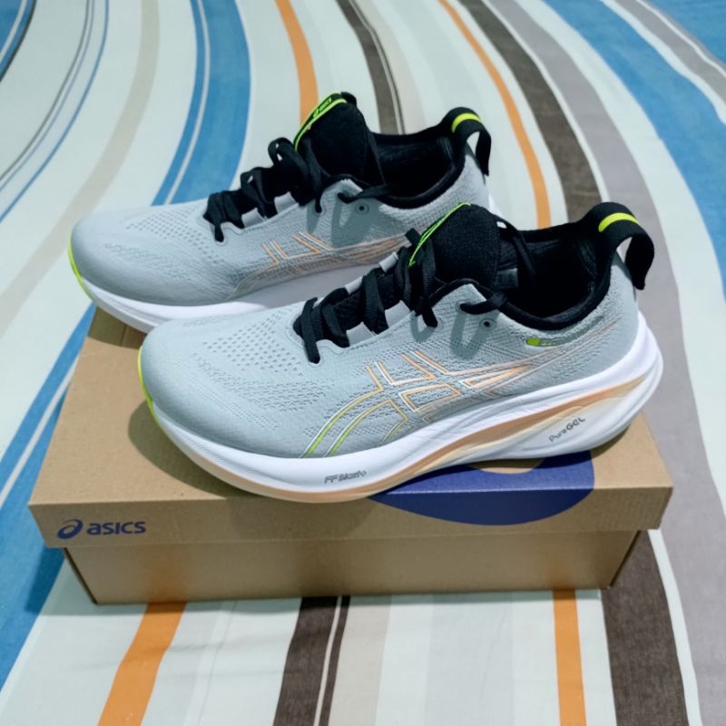 Sepatu Lari Running Asics Gel Nimbus 26 Piedmont Grey Safety Yellow Ukuran 42 Second Thrift