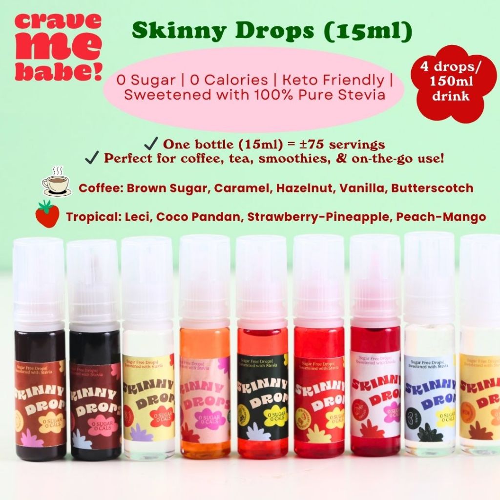 

(New!) 15ml SKINNY DROPS | Sugar Free Drops 0 SUGAR 0 CALORIES | Drink & Coffee Enhancer Tetes | Sweetened with Stevia | Keto Friendly