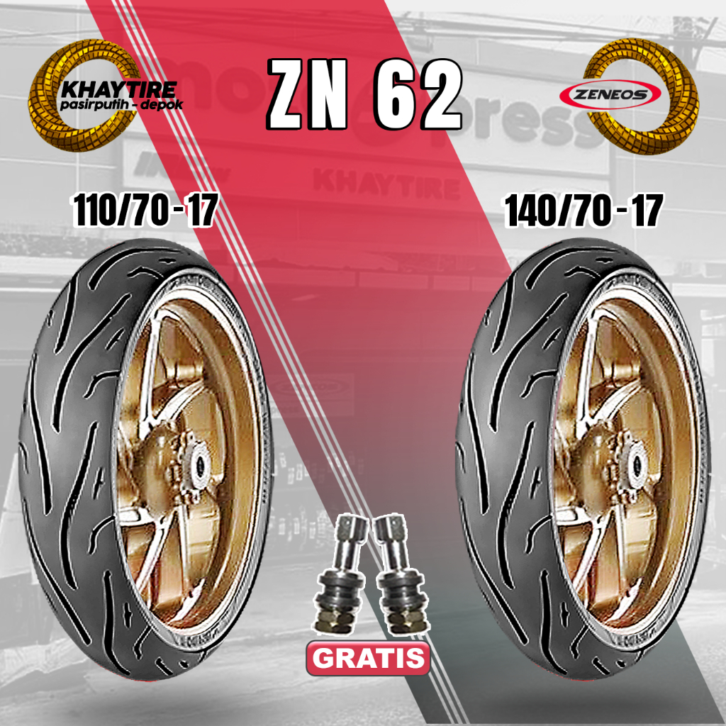 Sepasang Ban Motor Sport ZENEOS ZN62 110/70-17 dan 140/70-17 Tubeless