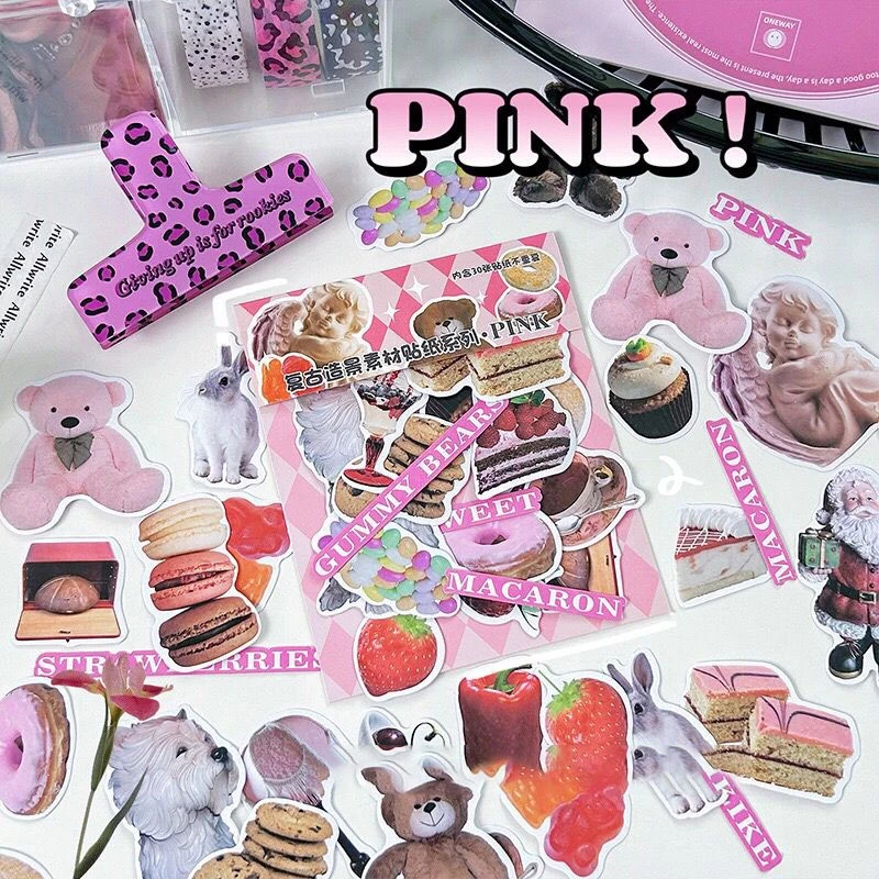 

[yaestage] 30Pcs RETRO AMERICA SERIES Deco Sticker BuJo DIY Scrapbook Stiker Hias