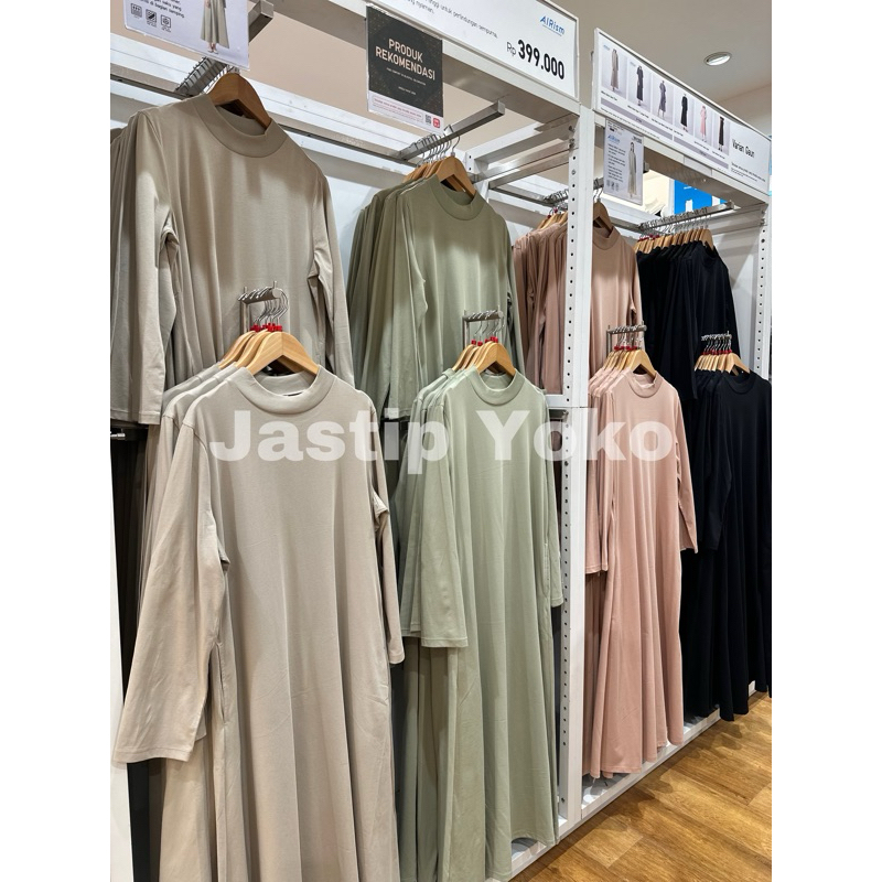 WOMEN AIRism Katun Gaun Flare | Lengan Panjang UNIQLO