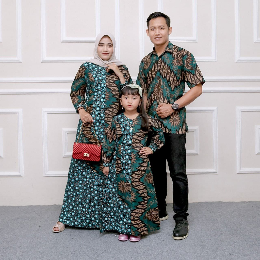 Baju Couple Gamis Batik Pasangan Keluarga Suami Istri Jumbo Terbaru Kekinian