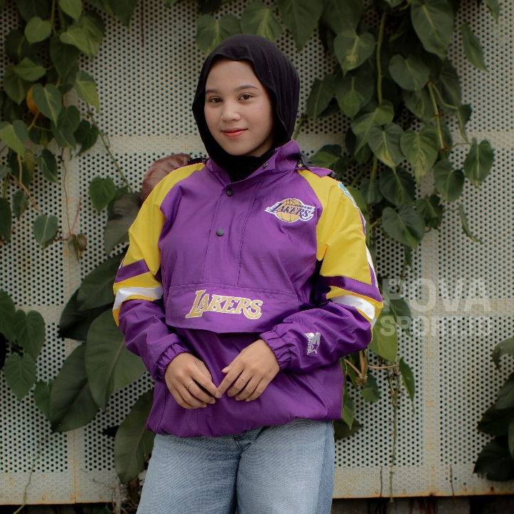 POVA - Jacket Cagoule Anorak Lakers Casual Vintage Pria Wanita Full Bordir