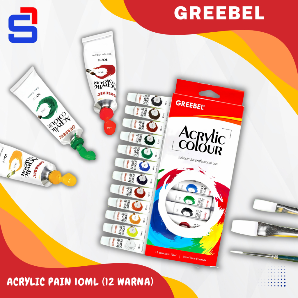 

REEBEL Cat Lukis Akrilik | Cat Acrylic Colour Kanvas 6 ML (CAT AKRILIK 12 WARNA X 6 ML)