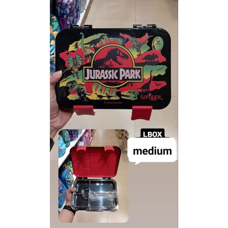 smiggle happy bento box medium small satuan new original baru jurassic park dinosaurus asli kidz sta