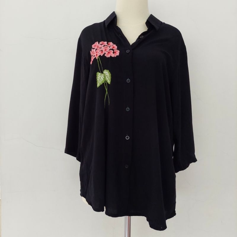 Baju Kemeja Bordir Bunga