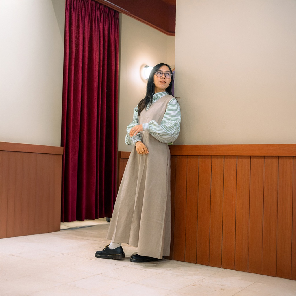 SONNE - Jane - dress wanita tanpa lengan hitam abu - dress panjang - outer dress - dress lebaran abu