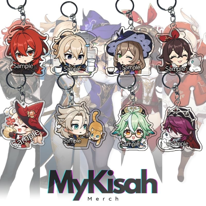 Gantungan Kunci Genshin Impact Diluc, Jean, Lisa, Amber & Other all Mondstadt - GI - Ganci Anime - K