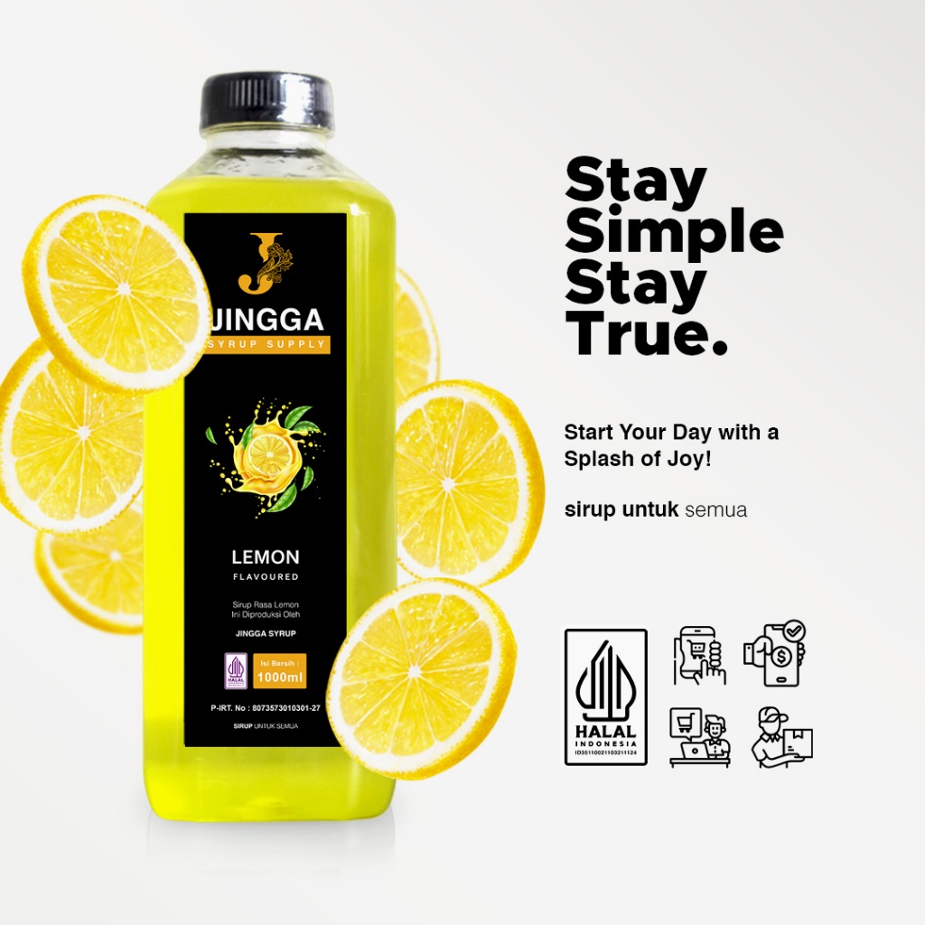 

JINGGA Lemon Syrup 1000 ml - Sirup Lemon Untuk Mocktail Coffee Cocktail