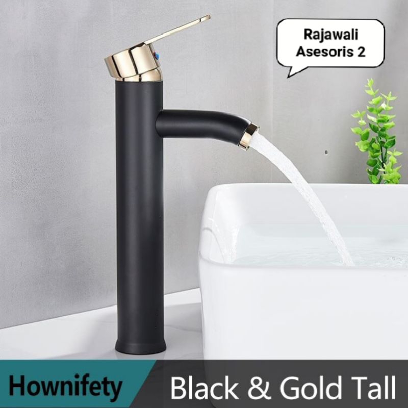 Keran Air Wastafel Stainless Steel Elegan Desain - YF1998 - Black Gold
