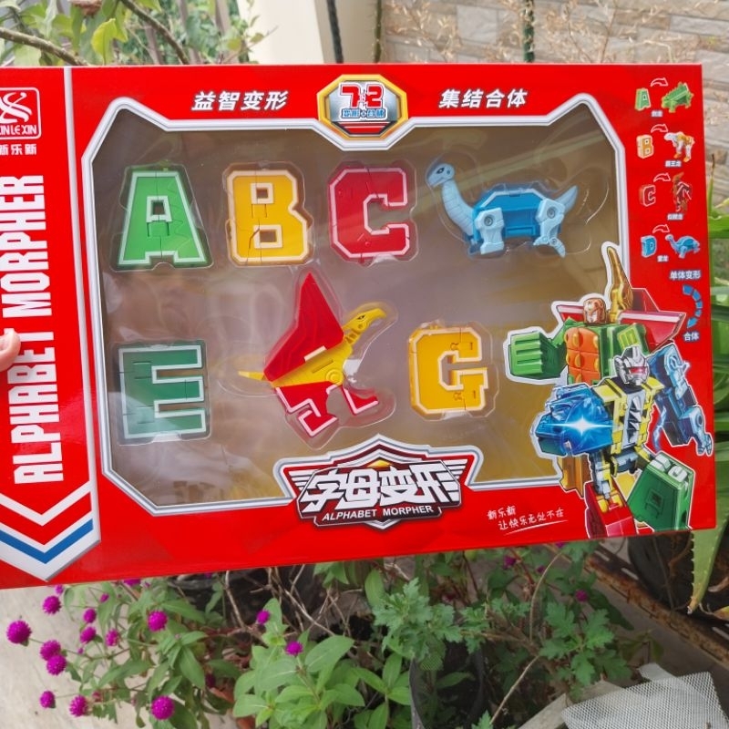 Mainan Anak Robot Huruf ABC Berubah Dinosaurus/Free 1toy random
