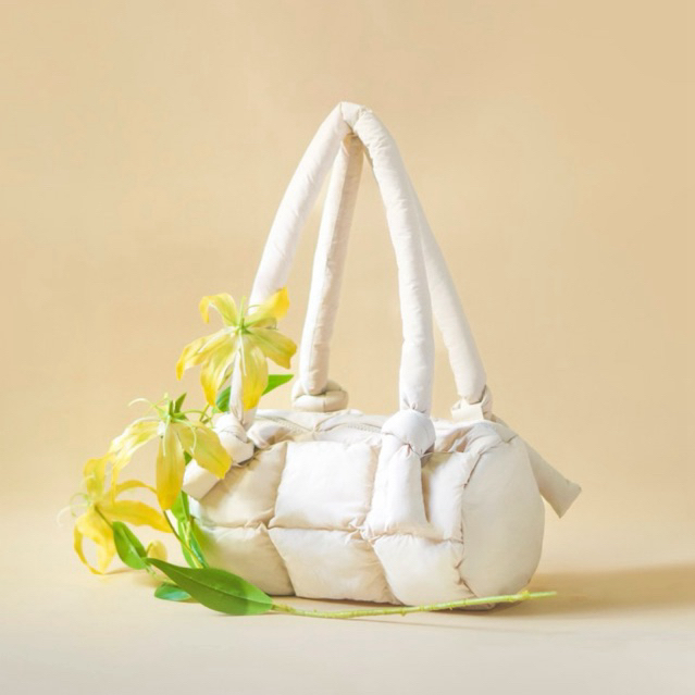 BAO • DAISY IVORY BAG • Puffy Bag • Shoulder Bag • Nylon Bag • Pillow Padded Shoulder Bag • Daily Ba