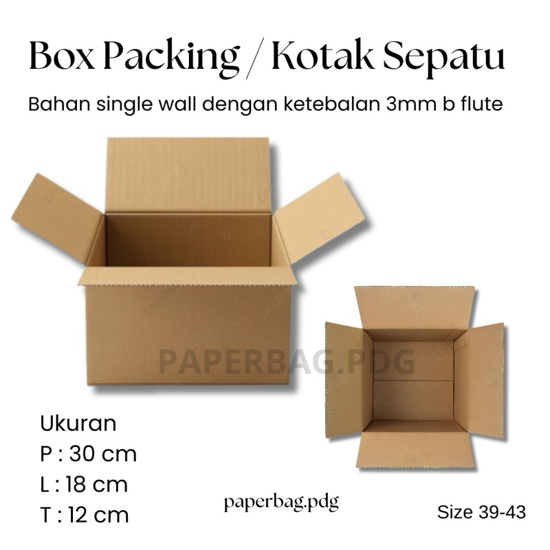 Box Packing | Kotak Packing Sepatu 30 x 18 x 12 | Box Polos Coklat