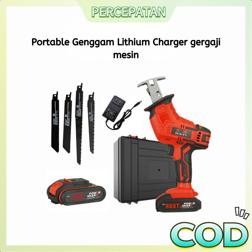 Gergaji Rantai Chainsaw Gergaji Elektrik Mini Portable Genggam Lithium Charger gergaji mesin