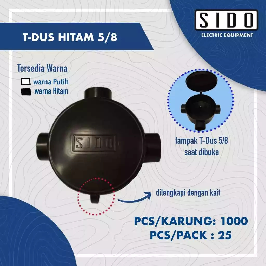 Tee Dus 5/8 Tee Dos Tdos 5/8 hitam tempat sambungan kabel pipa 5/8 T Dus Sido