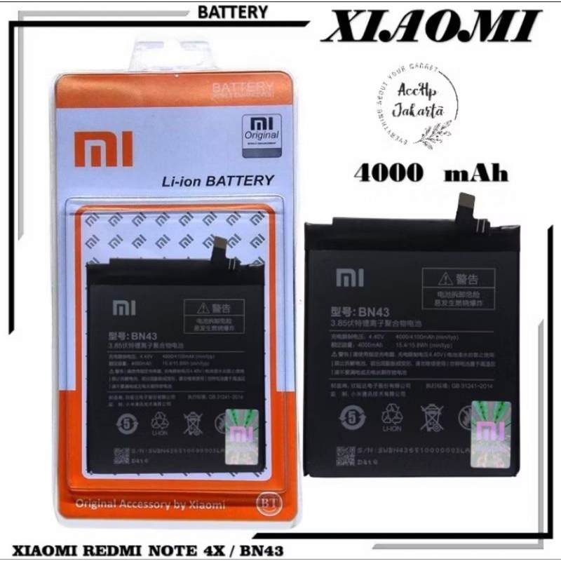 Batre Baterai Xiaomi Redmi note 4X  Bn43 Snapdragon Baterai Xiaomi Note 4X original new 100%
