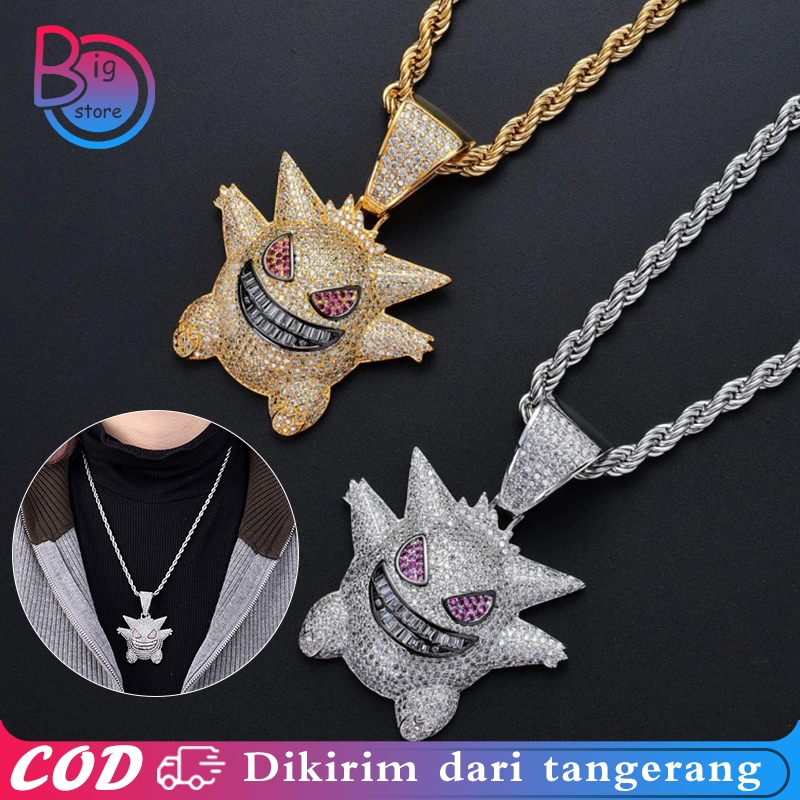 Hip Hop Necklace Gaya Monster Kecil Kalung Hip Hop Berlian Kalung Hip Hop Pria Wanita