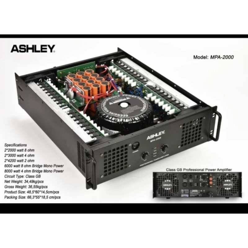 Power amplifier Ashley MPA2000 class GB 2X2000 Watt original garansi