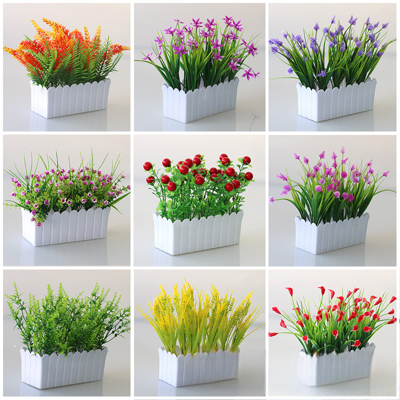 Faux Pot Plastik Artificial Bunga Pagar Dekorasi Ruang Tamu Dinding Kekinian BGA34