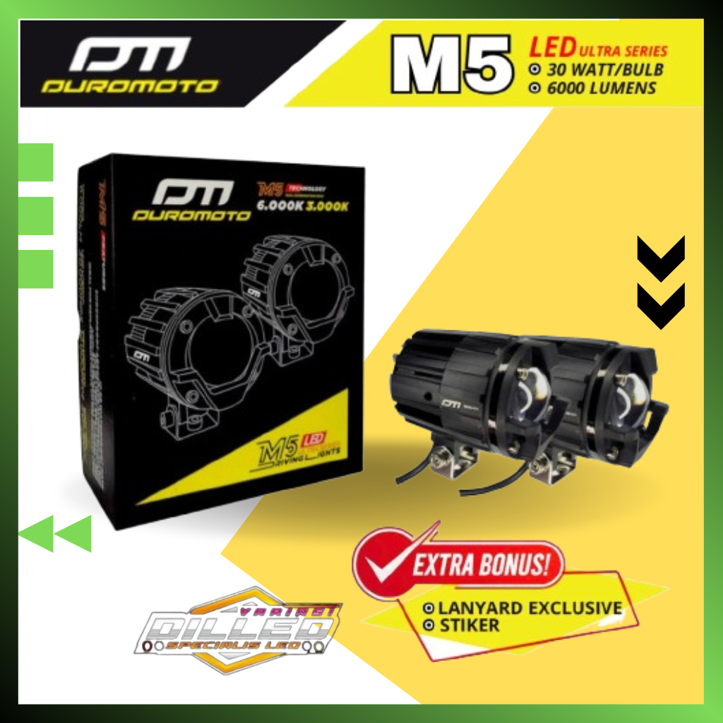 DUROMOTO M5 Lampu Utama dan Kabut Foglens Mobil LED Proyektor 60 Watt