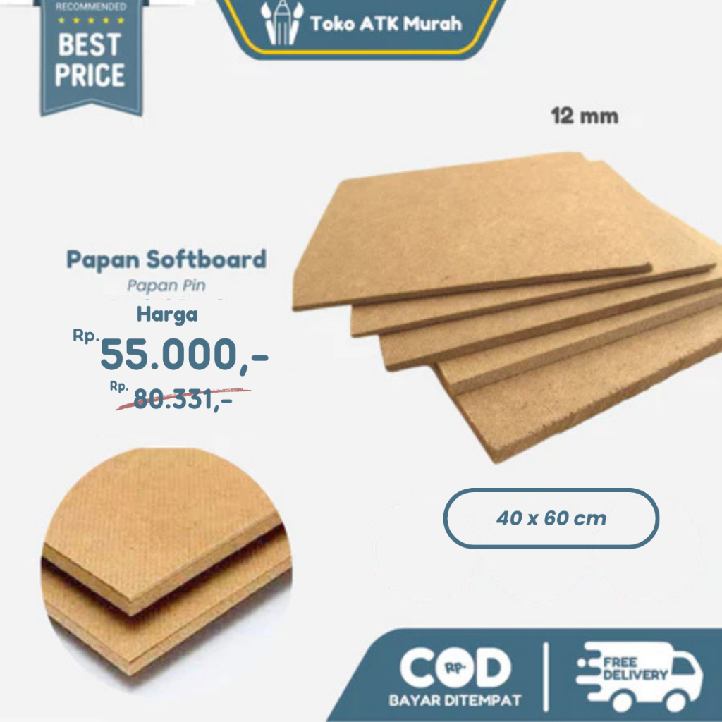 Soft Board 40 x 60 cm / Softboard Polos Lembaran Tebal 12mm
