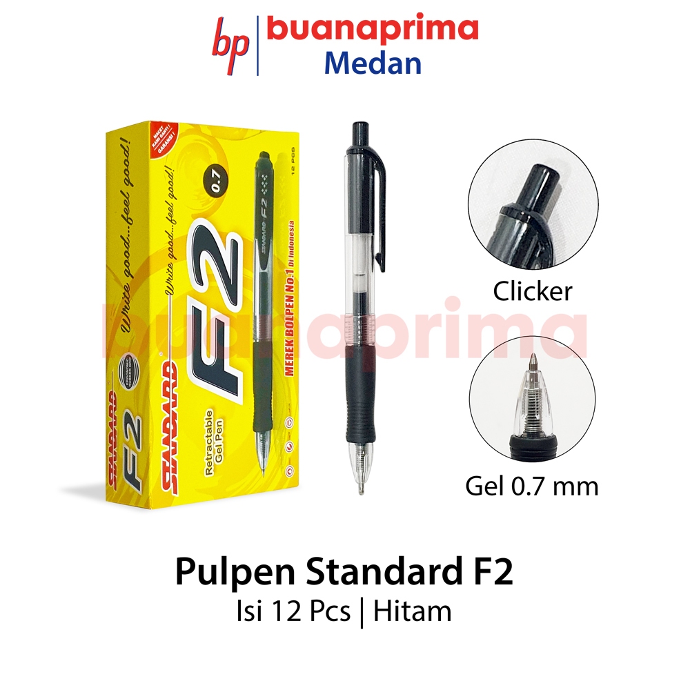

Pulpen STANDARD F2 Tip 0.7 isi 12 pcs Pena Gel Cair Pen Bolpen