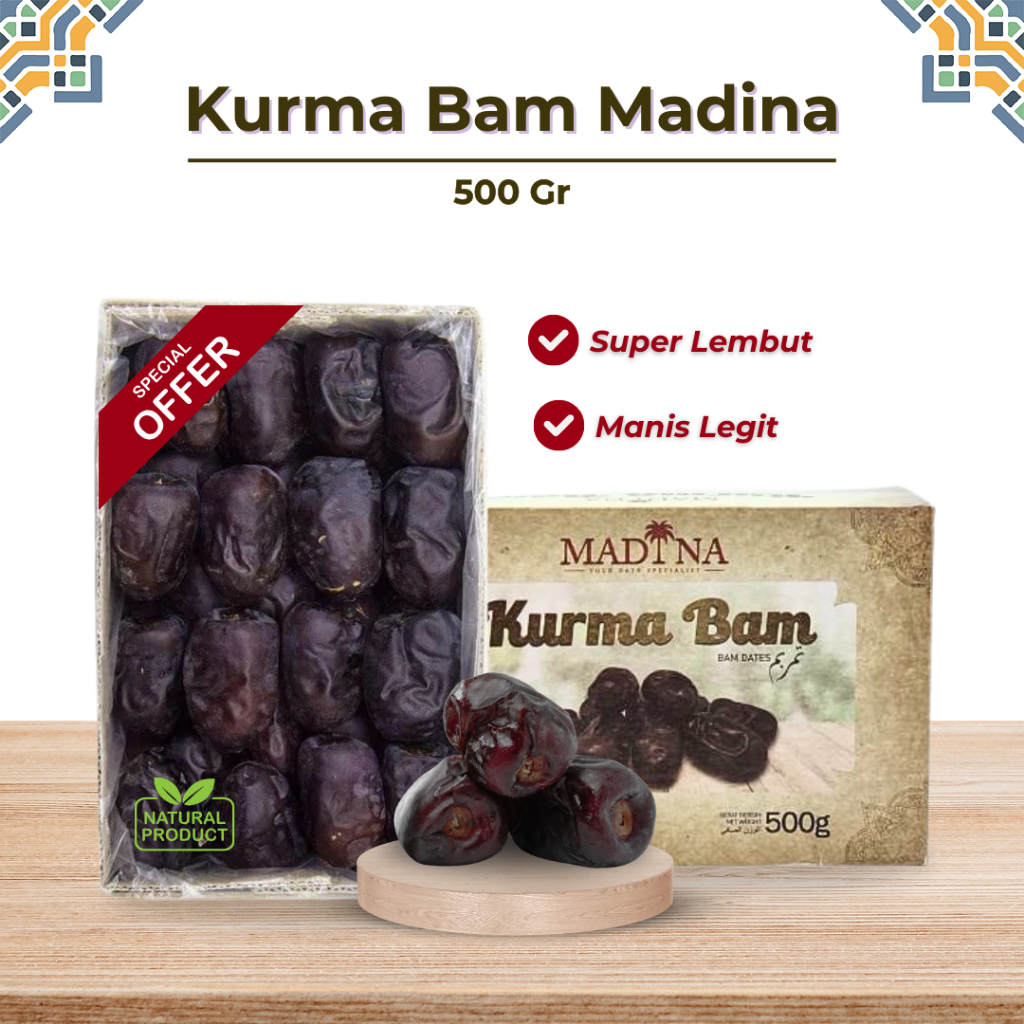 

Kurma Bam Anggur Madina 500 Gr Super Lembut Manis Legit Kurma Original