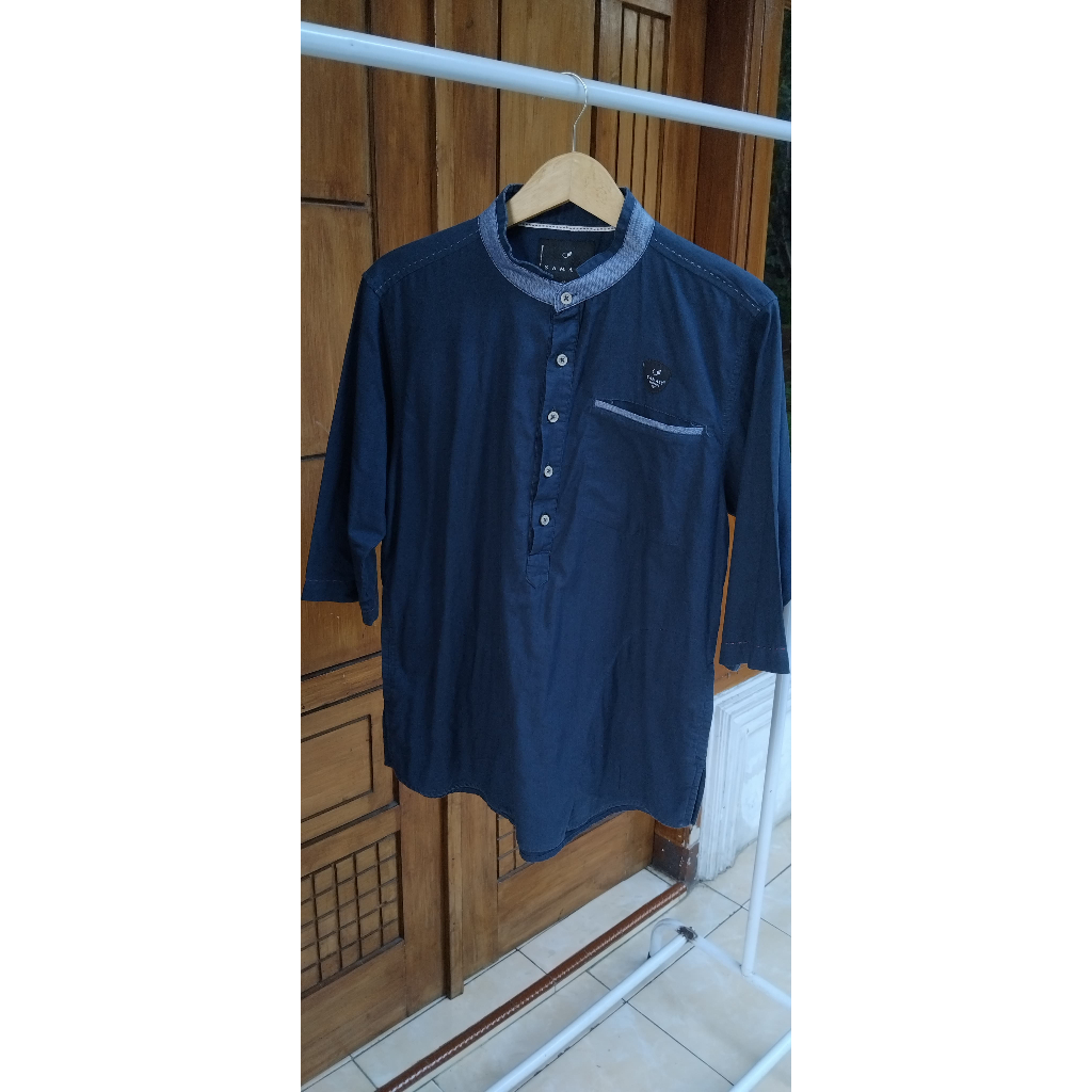 Samase PRELOVED Kemeja Koko Biru Tua Kemko Navy Jarang Pakai