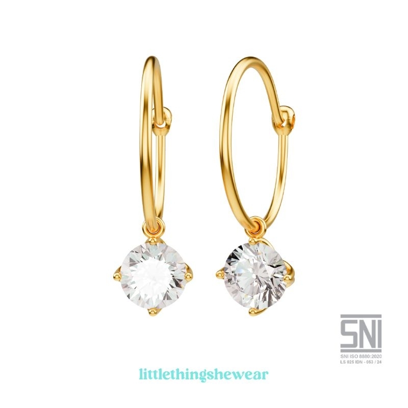 Littlethingshewear Official - Liontin Anting anak/dewasa ILONA solitaire swarovski - Anting Loop Hoo