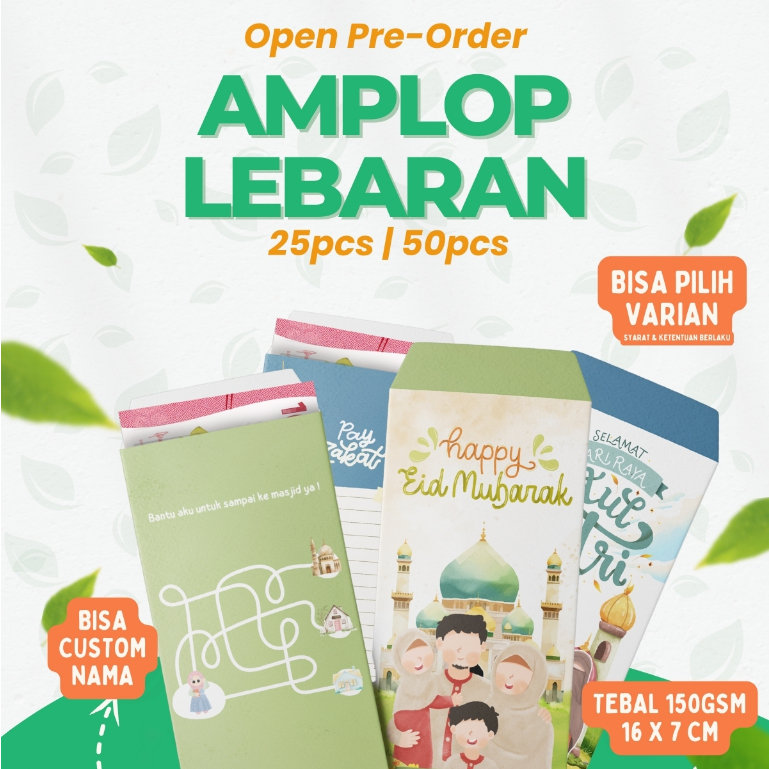 

[50 - 25 pcs] Amplop THR Lebaran 2025 Bisa Custom Nama, Bisa Pilih Varian