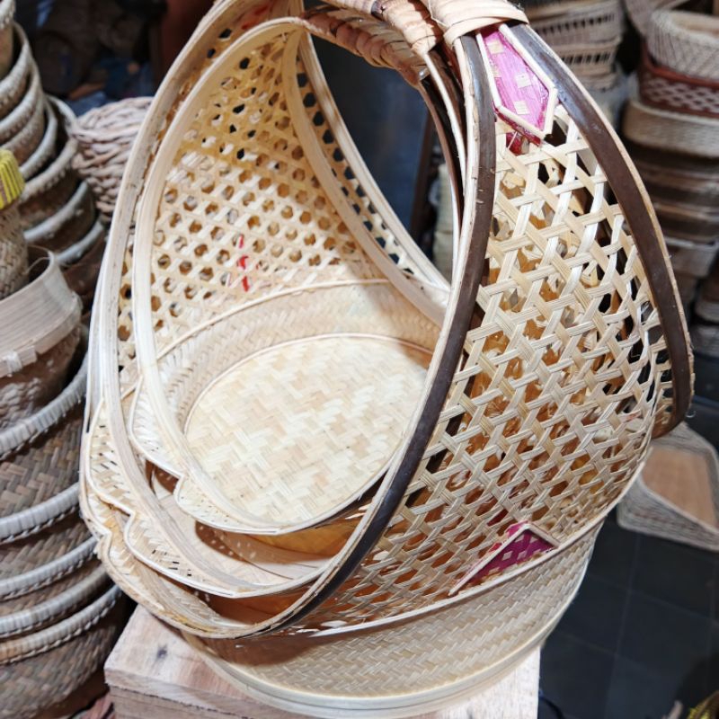 Keranjang bambu cincin - keranjang parcel - keranjang cincin 1 set - keranjang buah