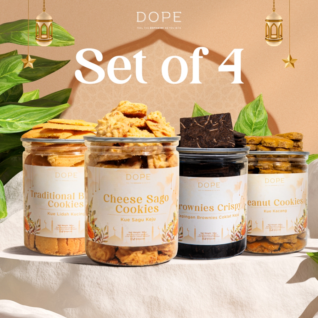 

DOPE Paket Hampers 4 Special / Nastar Wijsman Keju / Brownies Crispy Premium Chocolate / Lidah Kucing / Sagu Keju / Kue Kacang / Kue Kering Premium / Camilan Kue Kering /Hampers Gift Kue Kering / Hampers Natal / Hampers Hari Raya Idul Fitri