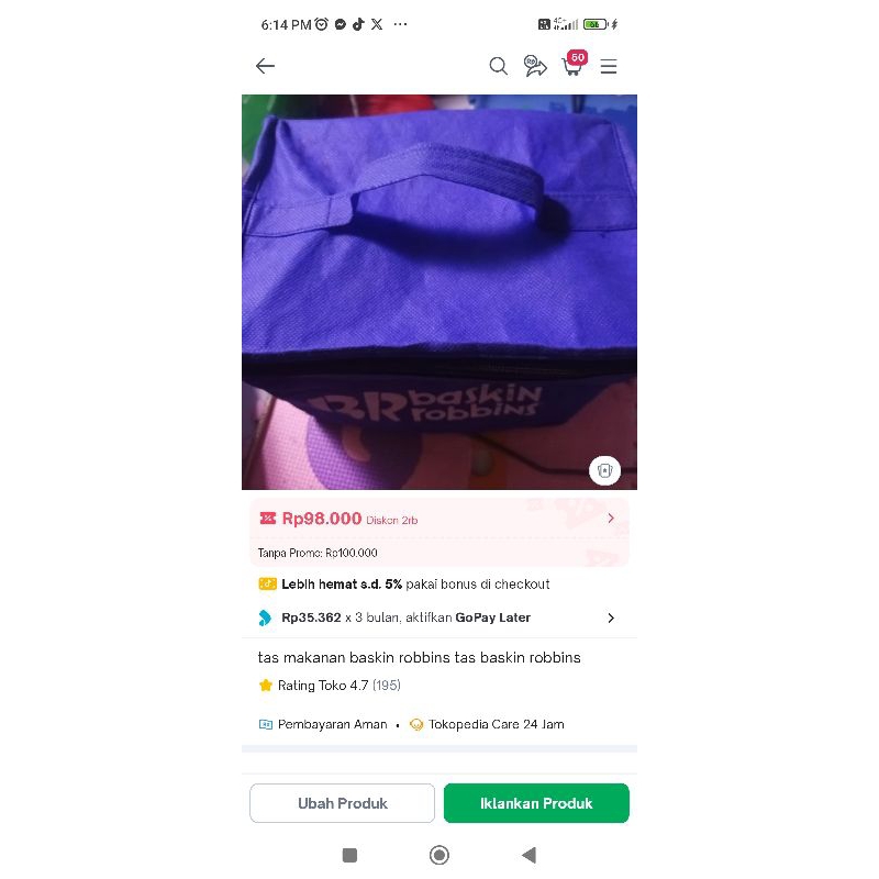 tas makanan baskin robbins tas baskin robbins