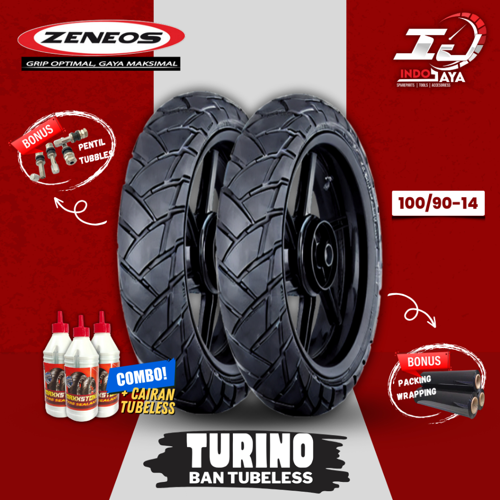 [READY COD] BAN ZENEOS TURINO DUAL PURPOSE (100/90-14) BAN TUBELESS DEPAN BELAKANG MOTOR MATIC BEAT 