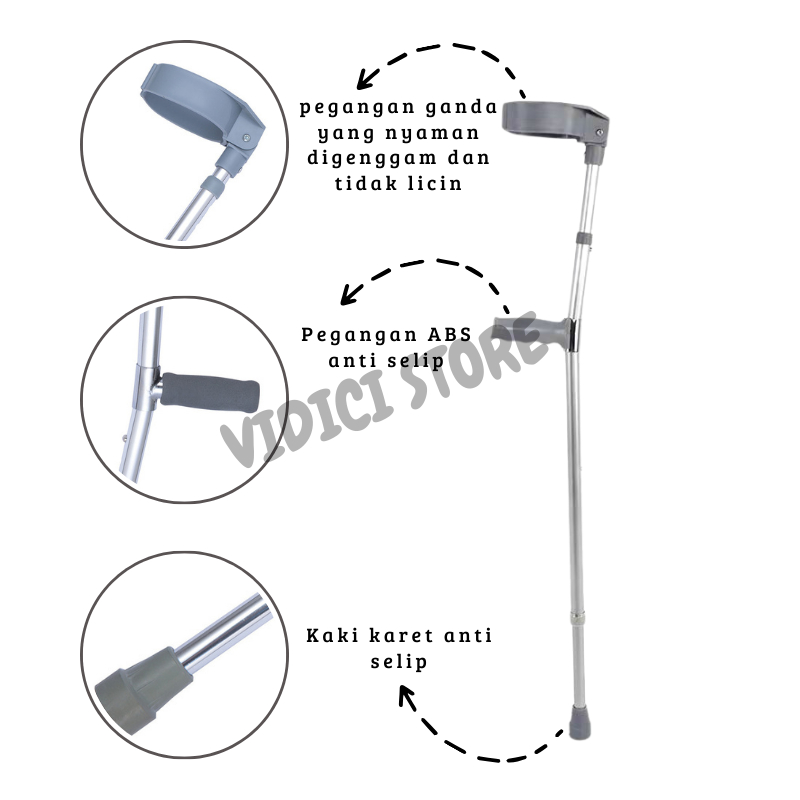Tongkat Siku Elbow Alat Bantu Jalan Kruk Tangan/Tongkat 1 Kaki/Tongkat Jalan Alat Bantu Tongkat Siku