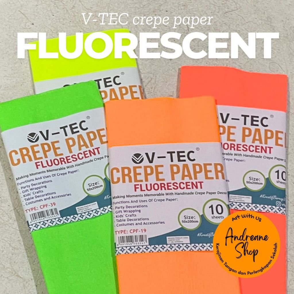 

Kertas Krep Crepe Paper Fluorescent V-TEC (50x200cm)